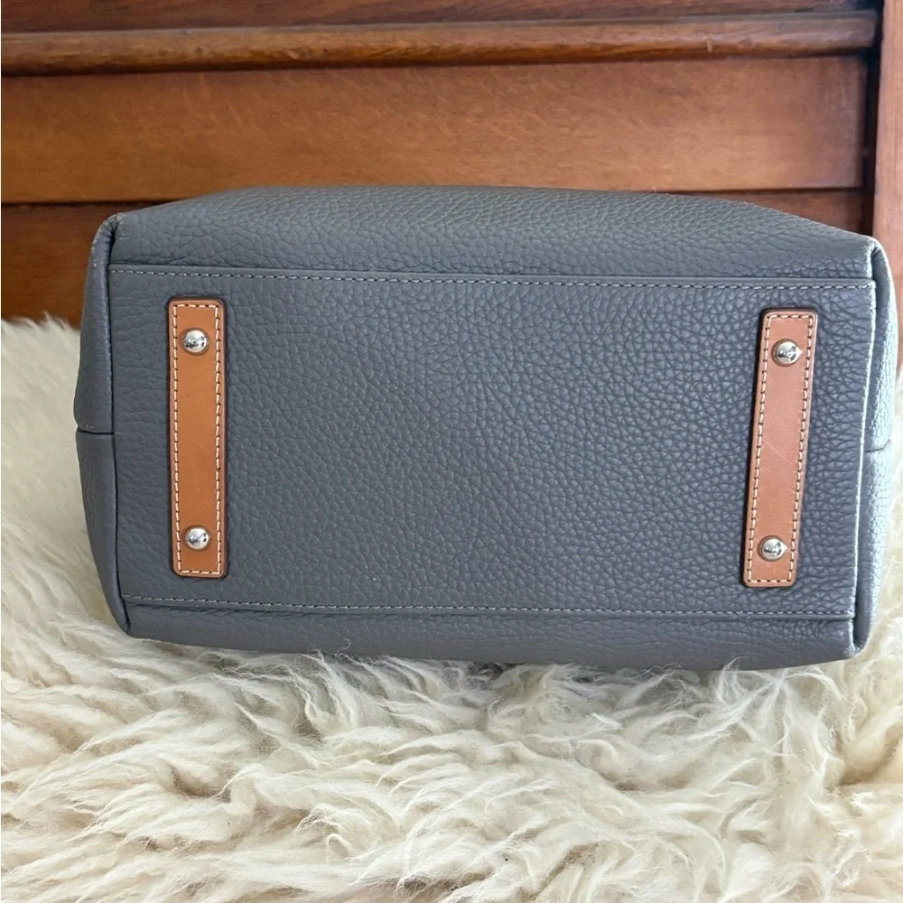 Dooney & Bourke Patterson Paige Gray and Tan Leather Hobo Satchel